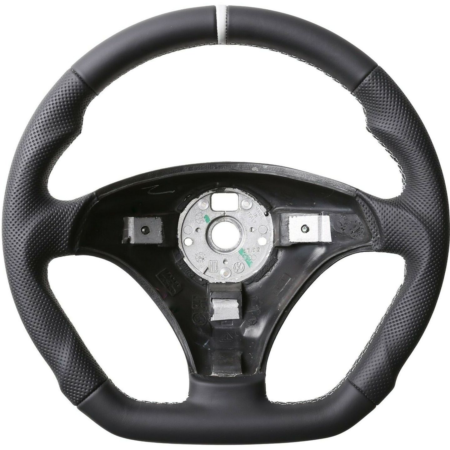 Audi Lenkrad A2 A3 A4 A6 A8 Audi TT Abgeflacht schwarz Kombibezug 12 Uhr Markierung Naht silber