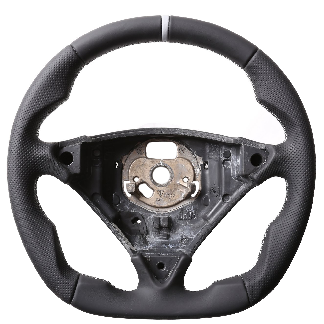 Porsche Lenkrad Cayenne Turbo 955 957 Abgeflacht NEU Kombibezug 12 Uhr Markierung silber Naht silber